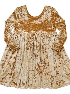 Pink Chicken Steph Dress ✨ | Size 7Y | Crushed Gold Velvet